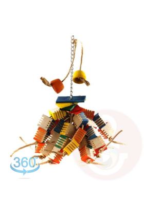 Papegaai & Zoo - Zoo-Max - Groovy Gizmo - Speelgoed voor medium papegaaien - Gemaakt van hout, papiertouw en metaal.