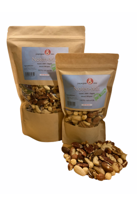 Deze noten-mix is met zorg samengesteld. Door de verschillende soorten noten is het een ware traktatie
van voedingsstoffen zoals vezels, mineralen, vitaminen, eiwitten en magnesium.