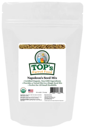 TOP's Napoleon's Seed Mix is een biologische mix om te weken. Jouw papegaai of parkiet krijgt met deze mix een gezonde dosis van voedingsstoffen.