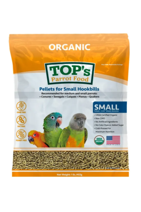  TOP's Parrot Pellets Small™ zijn USDA biologisch gecertificeerd en perfect voor grote parkieten en kleine papegaaien.