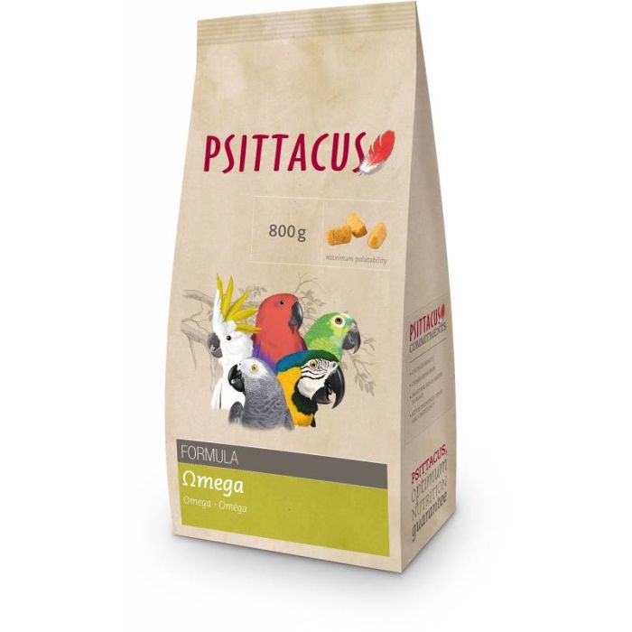 Psittacus Omega Formula is een pellet welke bedoeld is voor vogels die een boost nodig hebben. Denk dan bijvoorbeeld aan jonge vogels of vogels herstellende van ziekte.
